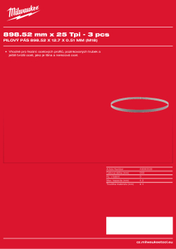 MILWAUKEE Bandsaw blade 898.52 mm blade length 48390539 A4 PDF