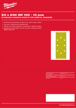 MILWAUKEE Standard Sanding Sheets for Orbital Sanders 4932305178 A4 PDF