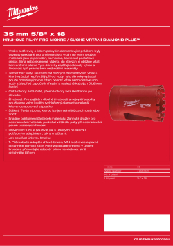 MILWAUKEE Diamond Max wet holesaws 49565625 A4 PDF