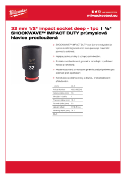MILWAUKEE SHOCKWAVE™ IMPACT DUTY IMPACT SOCKETS 4932480349 A4 PDF