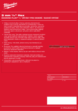 MILWAUKEE Diamond Max wet drill bits 49560503 A4 PDF