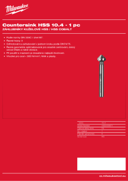 MILWAUKEE Kuželový záhlubník HSS 10,4mm - 1 ks 4932493971 A4 PDF