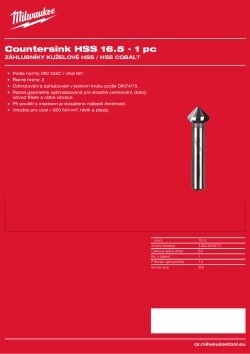 MILWAUKEE Kuželový záhlubník 16,5mm - 1 4932493973 A4 PDF
