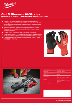 MILWAUKEE Rukavice s třídou ochrany proti proříznutí C - XL/10 - 1 ks 4932471422 A4 PDF