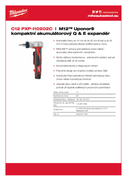 MILWAUKEE M12™ UPONOR™ subkompaktní expandér Q & E 4933441730 A4 PDF
