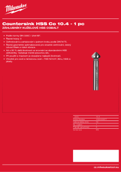 MILWAUKEE Kuželový záhlubník HSS Co 10,4mm - 1 ks 4932493977 A4 PDF