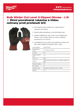 MILWAUKEE Zimní rukavice odolné proti proříznutí stupeň ochrany C velké balení L/9 72 ks 4932479005 A4 PDF