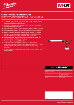 MILWAUKEE M18™ vytlačovací pistole náplň 600 ml 4933459638 A4 PDF