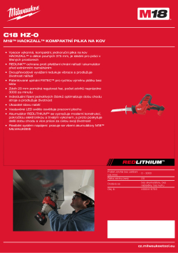 MILWAUKEE M18™ HACKZALL™ kompaktní pilka na kov 4933416785 A4 PDF