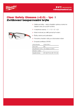 MILWAUKEE Ochranné brýle se 2 dioptriiemi 4932478911 A4 PDF