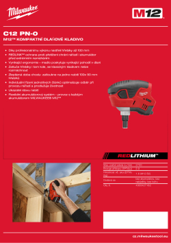 MILWAUKEE M12™ dlaňové kladivo 4933427182 A4 PDF