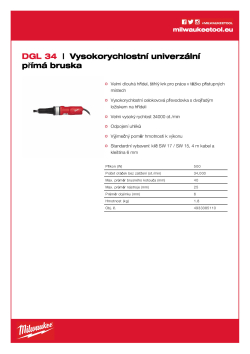 MILWAUKEE Vysokorychlostní univerzální dvouruční přímá bruska 4933385110 A4 PDF