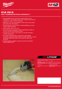 MILWAUKEE M12™ HACKZALL™ pilka na kov 4933411925 A4 PDF