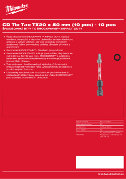 MILWAUKEE CD Tic Tac TX20 x 50 mm (10 ks) - 10 ks 4932430877 A4 PDF