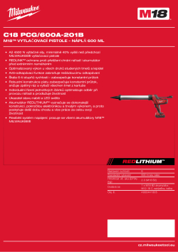 MILWAUKEE M18™ vytlačovací pistole náplň 600 ml 4933441305 A4 PDF