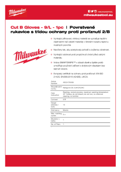 MILWAUKEE Rukavice s třídou ochrany proti proříznutí B - 1- L/9 - 1 ks 4932479908 A4 PDF