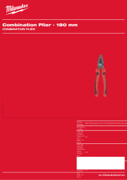 MILWAUKEE Kombinované kleště - 180 mm 4932492462 A4 PDF