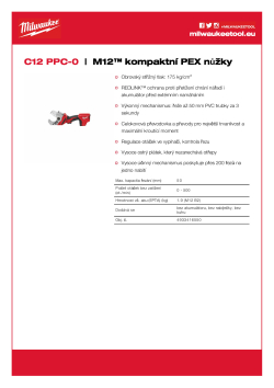 MILWAUKEE M12™ kompaktní PEX nůžky 4933416550 A4 PDF