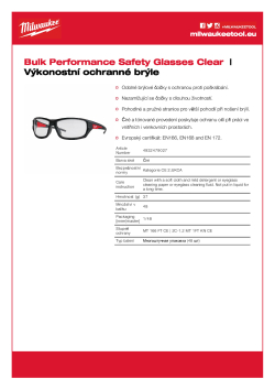 MILWAUKEE Ochranné brýle Performance čiré velké balení 4932479027 A4 PDF
