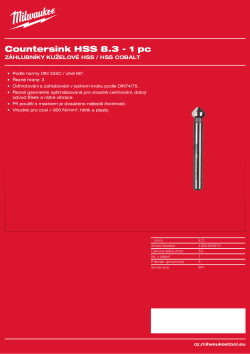 MILWAUKEE Kuželový záhlubník HSS 8,3mm - 1 ks 4932493970 A4 PDF