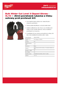 MILWAUKEE Zimní rukavice odolné proti proříznutí stupeň ochrany C velké balení XL/10 - 72 ks 4932479006 A4 PDF