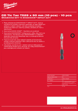 MILWAUKEE CD Tic TacTX25 x 50 mm  (10 ks) - 10 ks 4932430882 A4 PDF