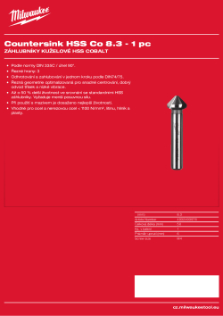 MILWAUKEE Kuželový záhlubník HSS Co 8,3mm - 1 ks 4932493976 A4 PDF