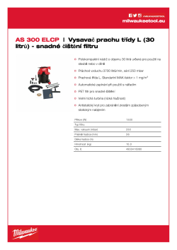 MILWAUKEE Vysavač prachu třídy L (30 litrů) - snadné čištění filtru 4933416060 A4 PDF