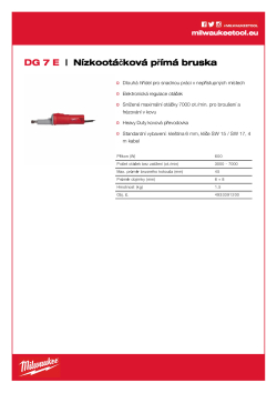 MILWAUKEE Nízkootáčková příma bruska 4933391200 A4 PDF