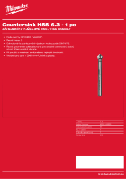 MILWAUKEE Kuželový záhlubník HSS 6,3mm - 1 ks 4932493969 A4 PDF