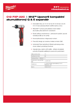 MILWAUKEE M12™ UPONOR™ subkompaktní akumulátorový expandér Q & E 4933427247 A4 PDF