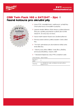 MILWAUKEE Set pilových kotoučů Dřevo 165 x ⅝″ 2 ks 4932479836 A4 PDF