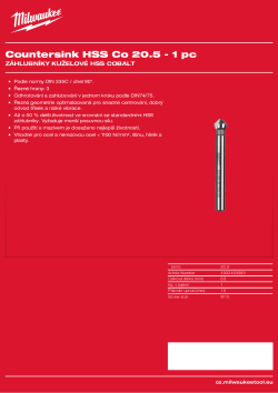 MILWAUKEE Kuželový záhlubník HSS Co 20,5mm - 1 ks 4932493980 A4 PDF