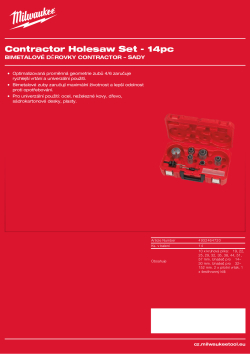 MILWAUKEE Sada bimetalových kruhových pilek Contractor (14 ks) 4932464720 A4 PDF