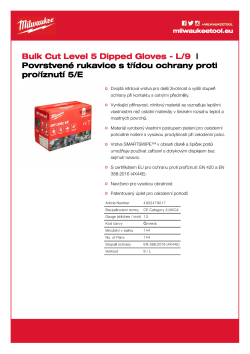 MILWAUKEE Rukavice s třídou ochrany proti proříznutí E velké balení L/9 - 144 k 4932479017 A4 PDF