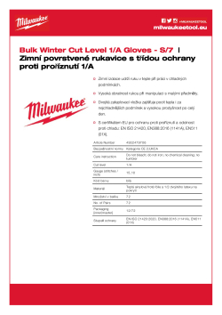 MILWAUKEE Zimní rukavice odolné proti proříznutí stupeň ochrany A 7/S - 72 ks 4932479706 A4 PDF