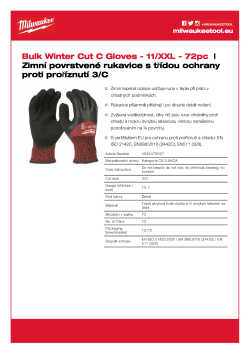 MILWAUKEE Zimní rukavice odolné proti proříznutí stupeň ochrany C velké balení XXL/11 - 72 ks 4932479007 A4 PDF
