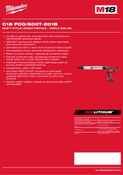 MILWAUKEE M18™ vvytlačovací pistole náplň 600 ml 4933441808 A4 PDF