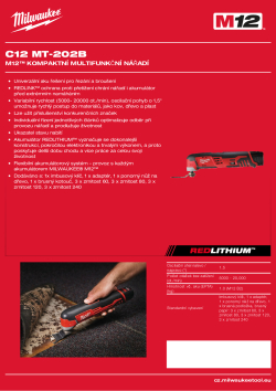 MILWAUKEE M12™ kompaktní multifunkční nářadí 4933441710 A4 PDF