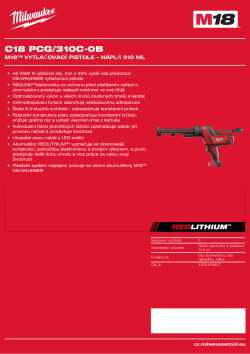 MILWAUKEE M18™ vytlačovací pistole náplň 310 ml 4933459637 A4 PDF
