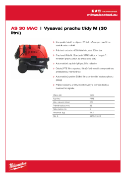 MILWAUKEE Vysavač prachu třídy M  (30 litrů) 4933459415 A4 PDF