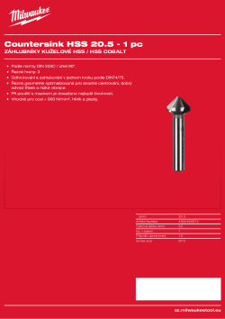 MILWAUKEE Kuželový záhlubník 20,5mm - 1 ks 4932493974 A4 PDF