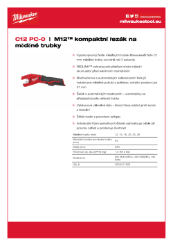 MILWAUKEE M12™ řezák na měděné trubky 4933411920 A4 PDF