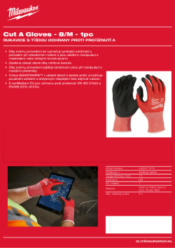 MILWAUKEE Rukavice s třídou ochrany proti proříznutí A - M/8 - 1 ks 4932471416 A4 PDF
