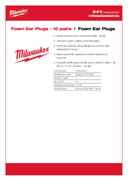 MILWAUKEE Pěnové zátky do uší - 10 párů 4932480464 A4 PDF