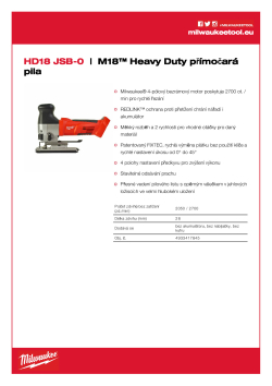 MILWAUKEE M18™ Heavy Duty přímočará pila 4933417845 A4 PDF