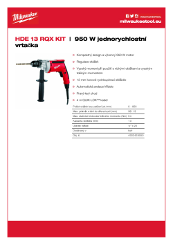 MILWAUKEE 950 W, jednorychlostní vrtačka 4933428550 A4 PDF