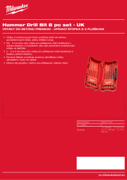 MILWAUKEE Sada vrtáků do betonu Premium (8 kusů) 4932471193 A4 PDF