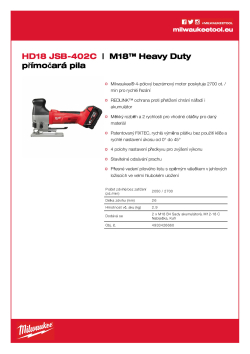 MILWAUKEE M18™ Heavy Duty přímočará pila 4933426660 A4 PDF