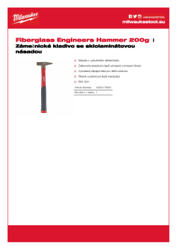 MILWAUKEE Zámečnické kladivo se sklolaminátovou násadou 200 g 4932478661 A4 PDF